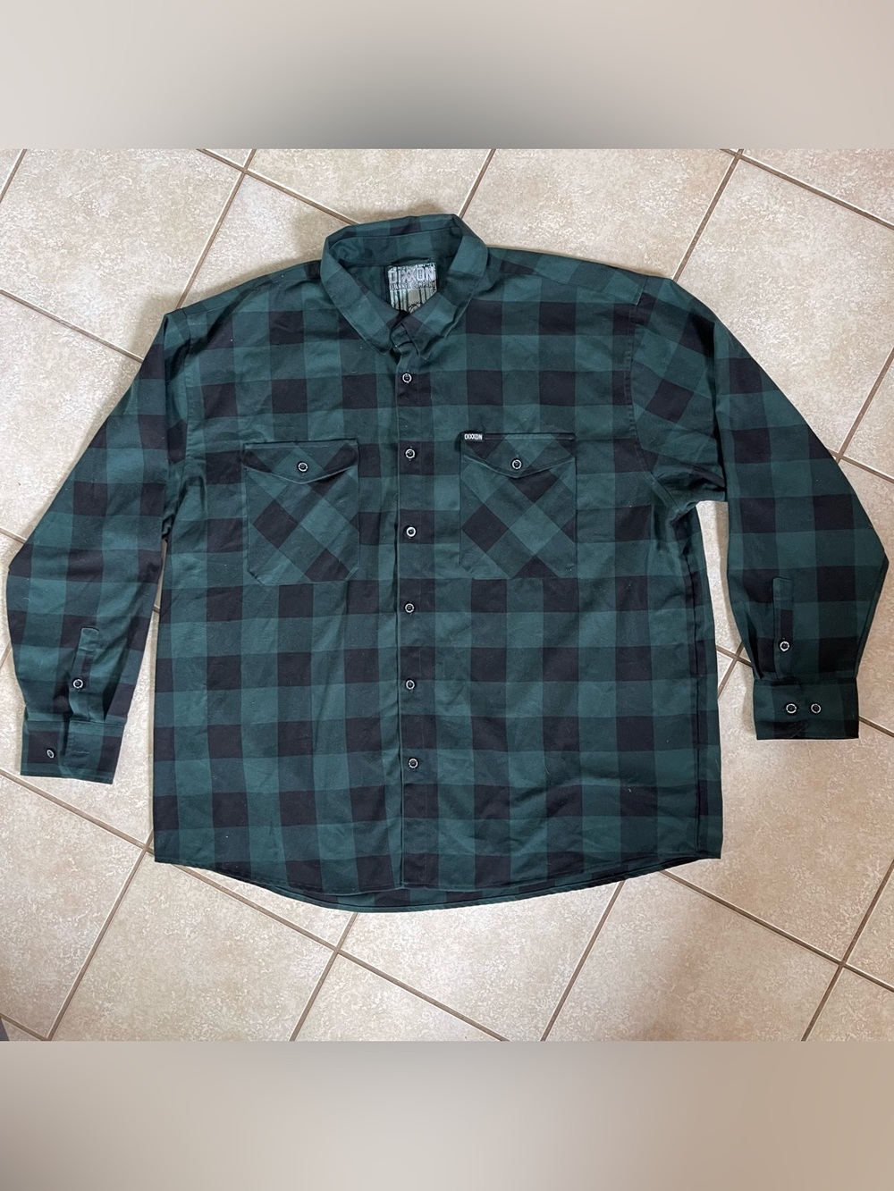 Dixxon Flannel Shirt Mens 5X Green Black Plaid Button Up Evergreen Outdoor Cabin